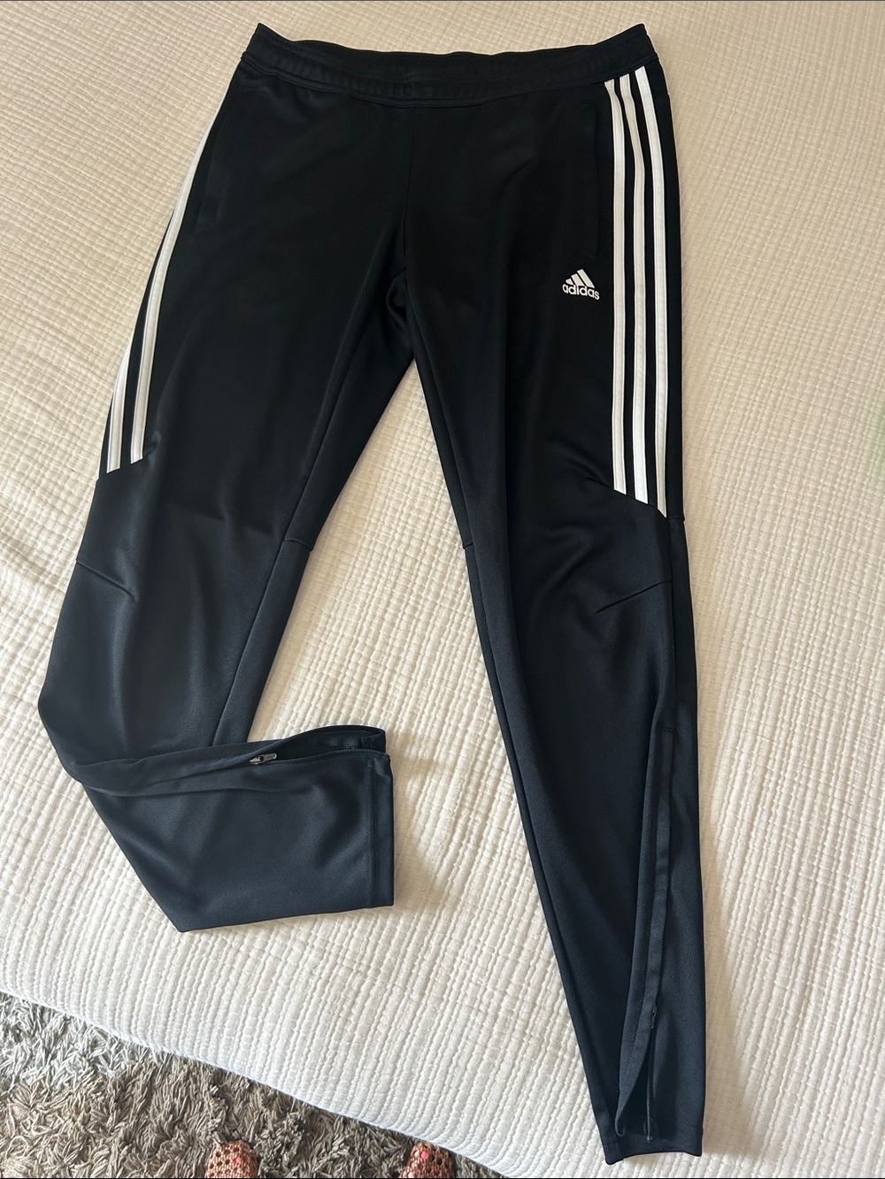 adidas Black Jogger Pants with White Three Stripes